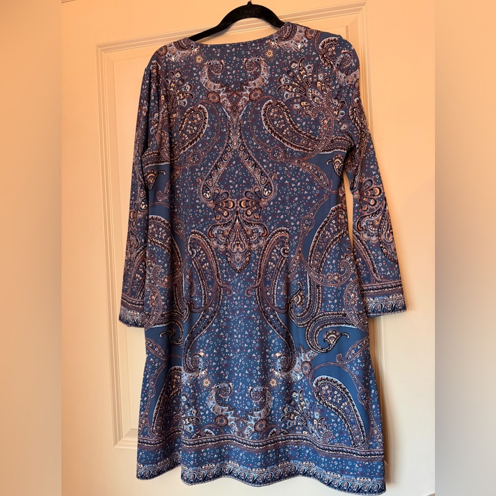 Hale Bob Navy and Brown Paisley Long Sleeve Dress - Picture 5 of 9